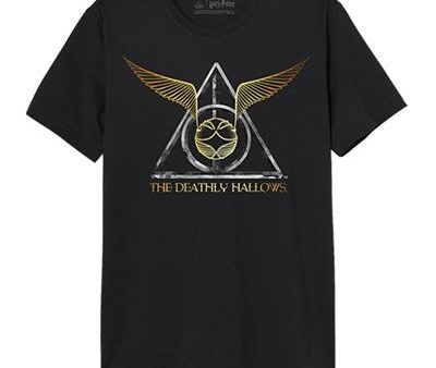 T-Shirt Harry Potter Hallows with Golden Snitch - Preto - Tamanho S - Cotton Division Online now