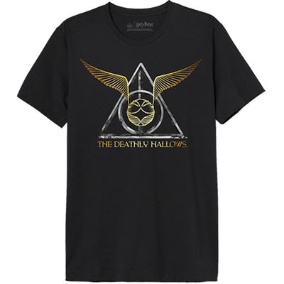 T-Shirt Harry Potter Hallows with Golden Snitch - Preto - Tamanho S - Cotton Division Online now