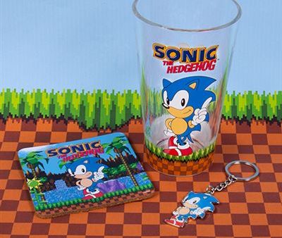 Gift Set 3 em 1 Sonic the Hedgehog - Copo + Base + Porta-Chaves - Fizz Supply